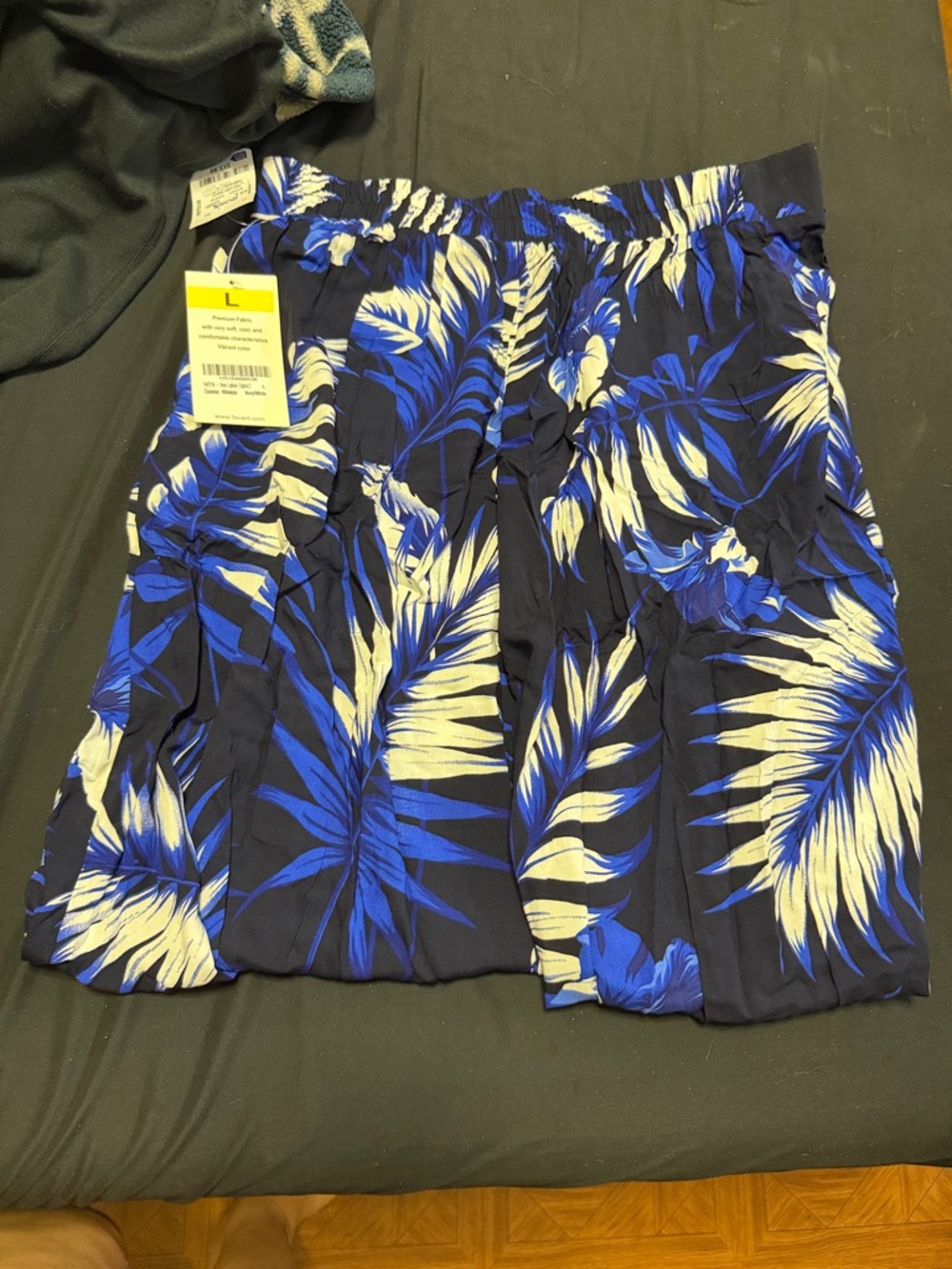 Boss Navy Blue and White Tropical Print Skirt